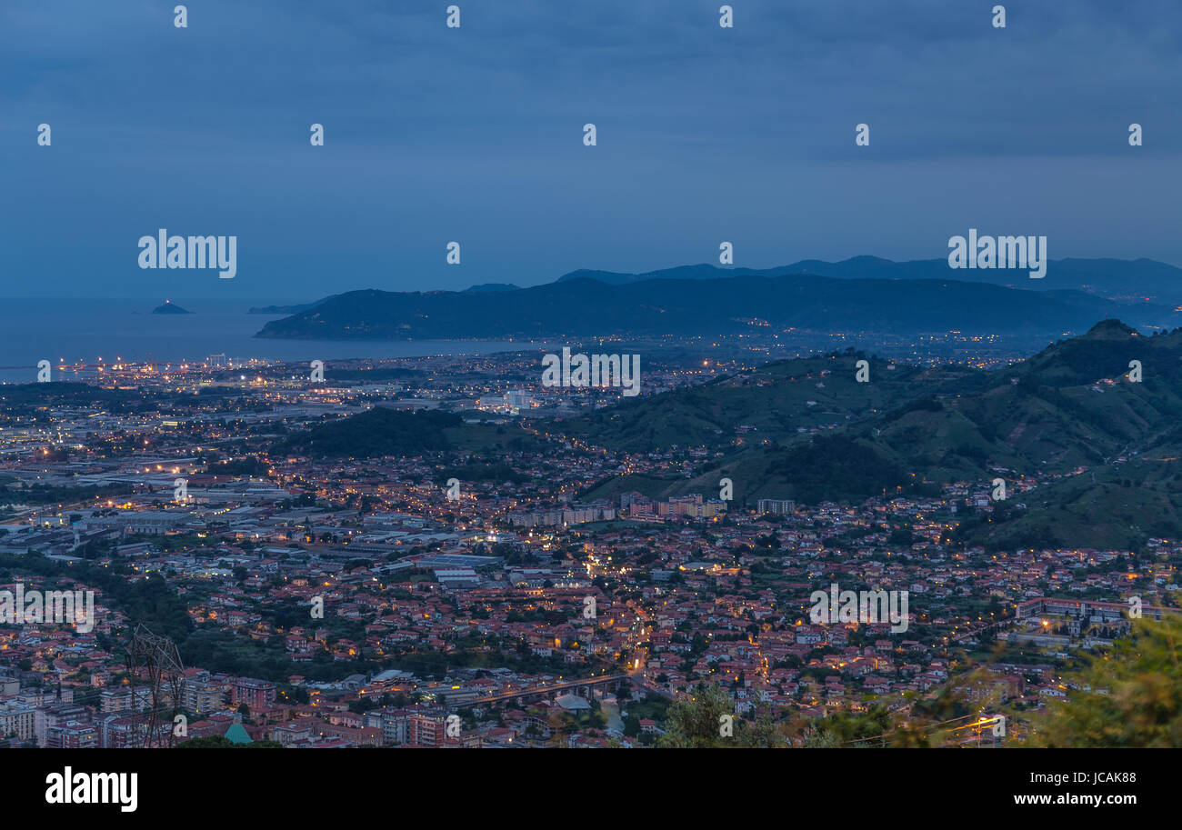 Panoramic view of Marina di Massa Tuscany Italy. Stock Photo