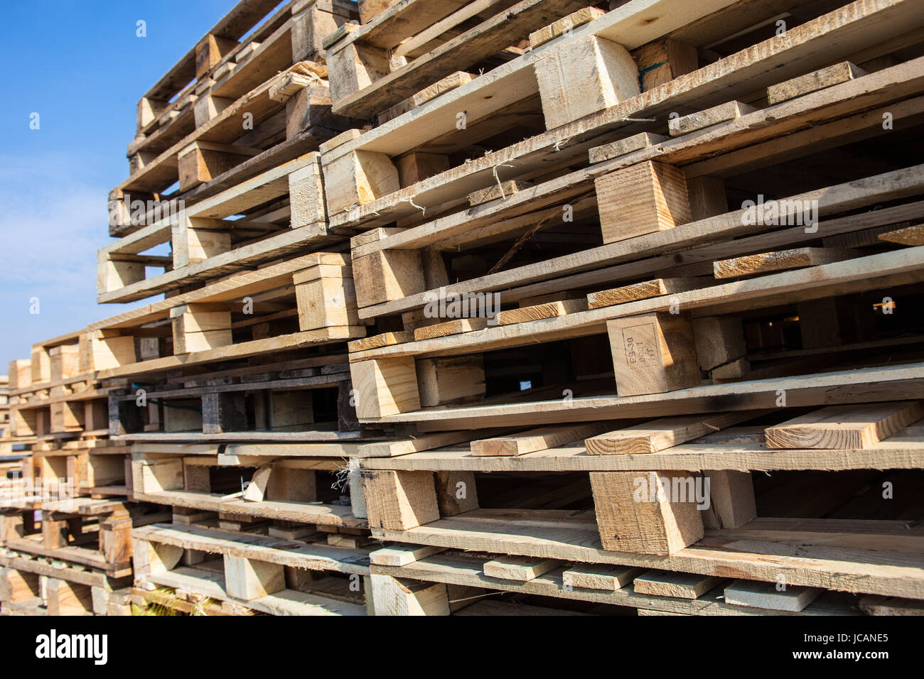 The big stack of wooden cargo pallets Stock Photo Alamy