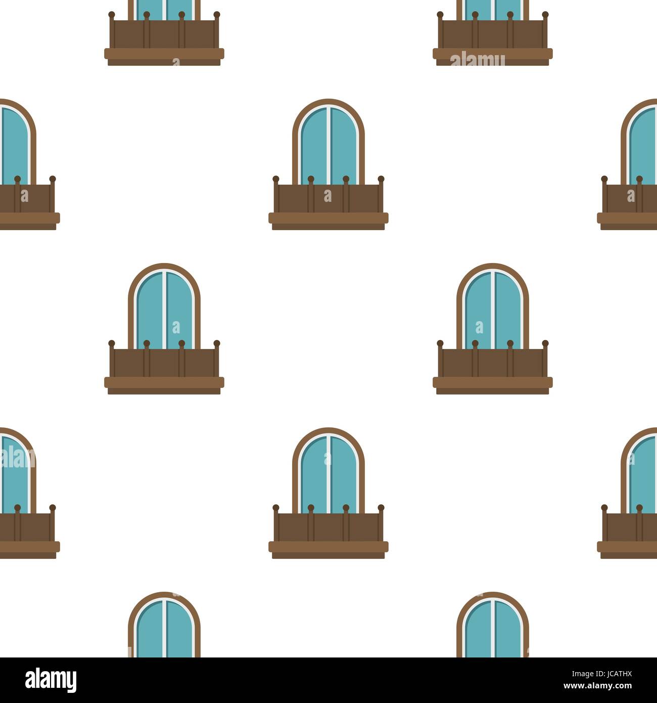 Retro balcony with an arched window pattern flat Stock Vector Image ...
