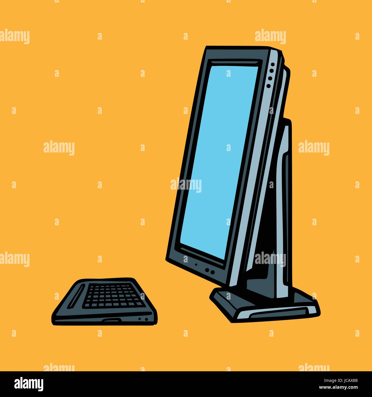 computer monitor and keyboard. Pop art retro vector illustration Stock Vector