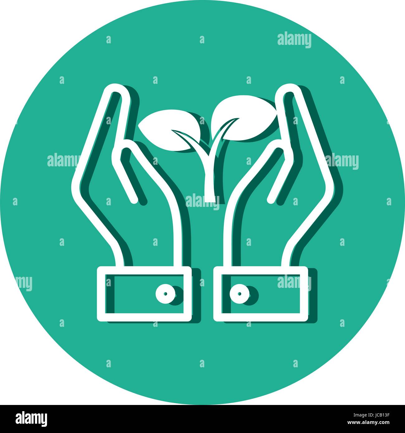 hands with leafs plant ecology icon Stock Vector Image & Art - Alamy