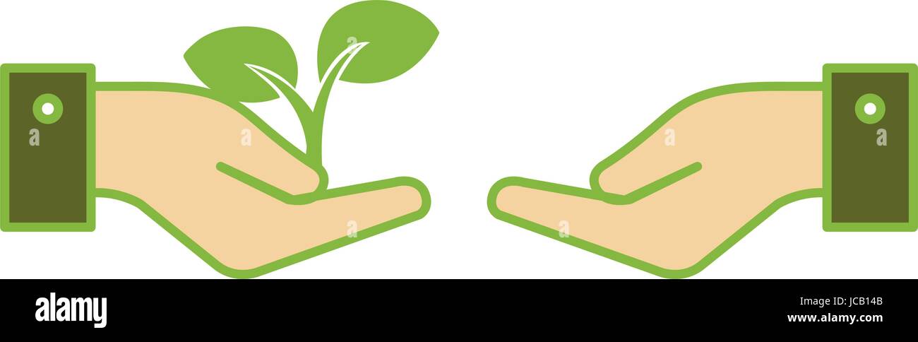 hands with leafs plant ecology icon Stock Vector Image & Art - Alamy