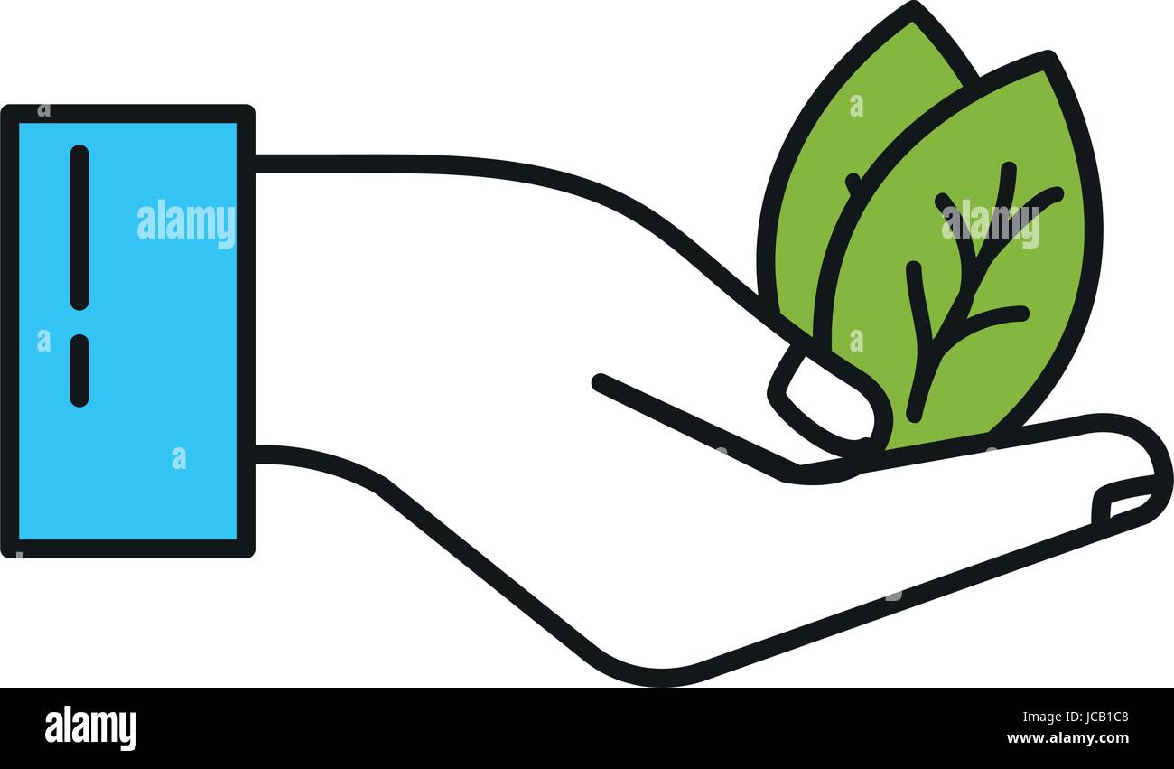 hands with leafs plant ecology icon Stock Vector Image & Art - Alamy