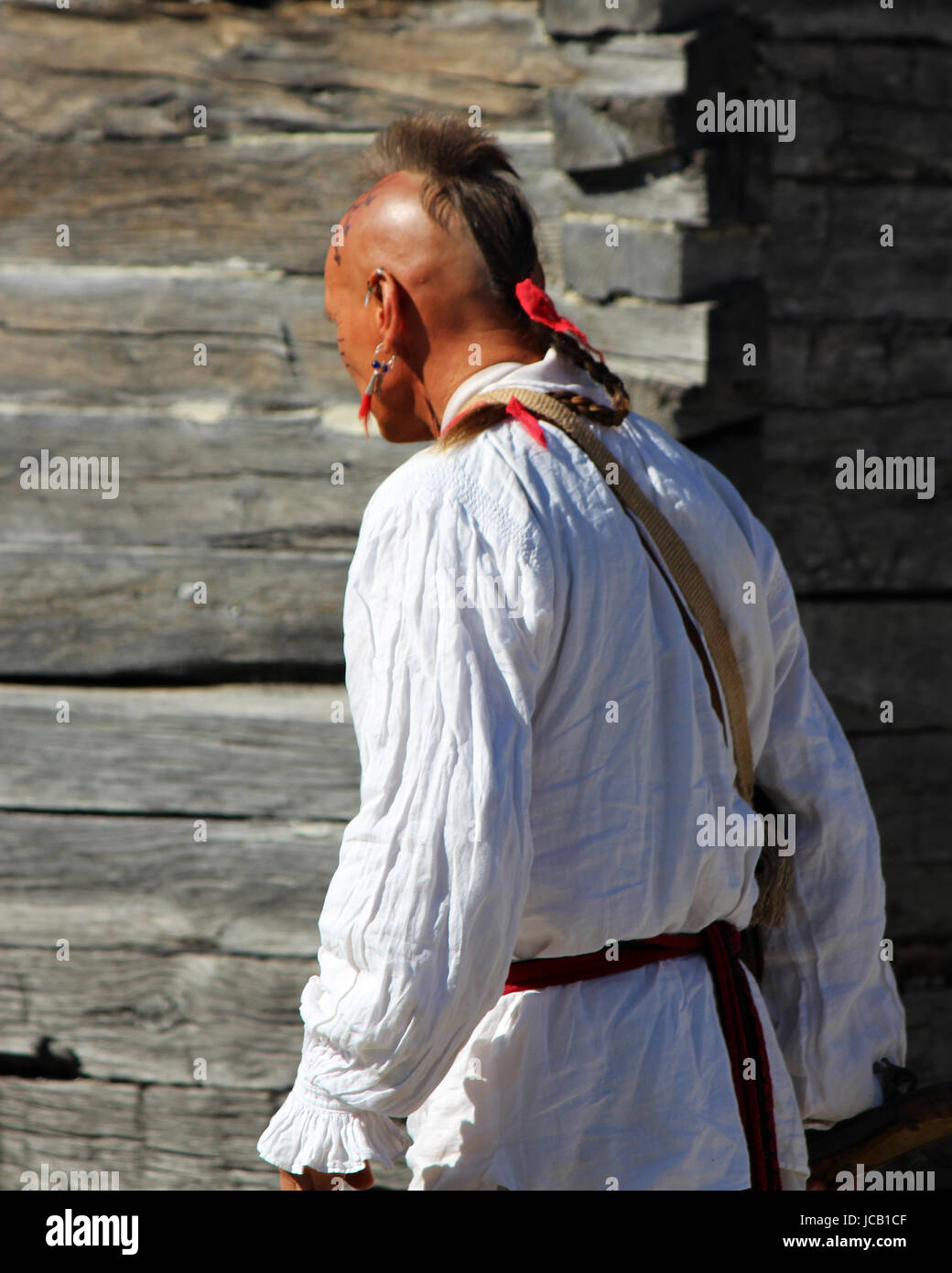 Mohawk Indian scout for the military - Re-enactment Stock Photo