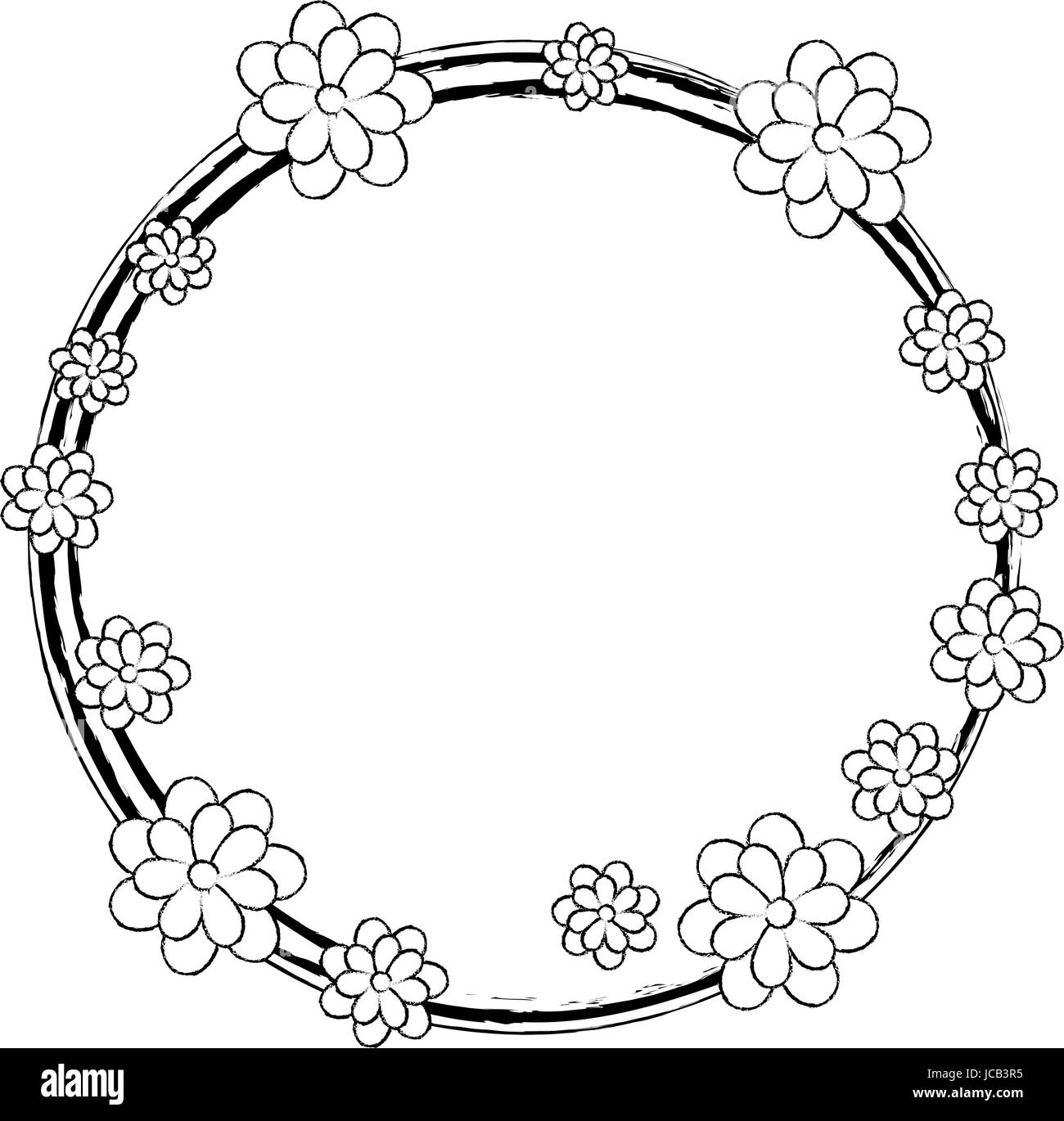 Round frame with flowers Stock Vector Image & Art - Alamy