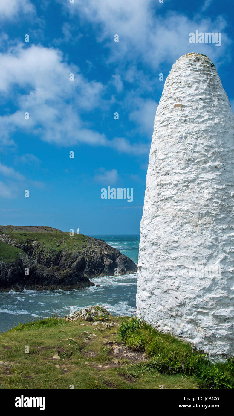 Harbour Markers Porthgain Harbour Pembrokeshire West Wales Stock Photo