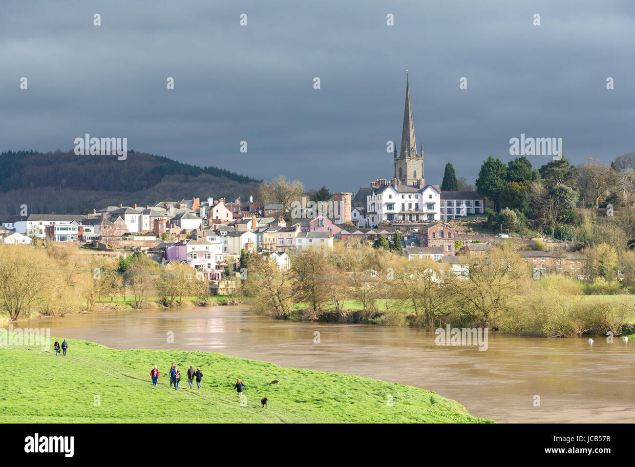 The riverside town of Ross on Wye on the River Wye, Herefordshire, England, UK Stock Photo