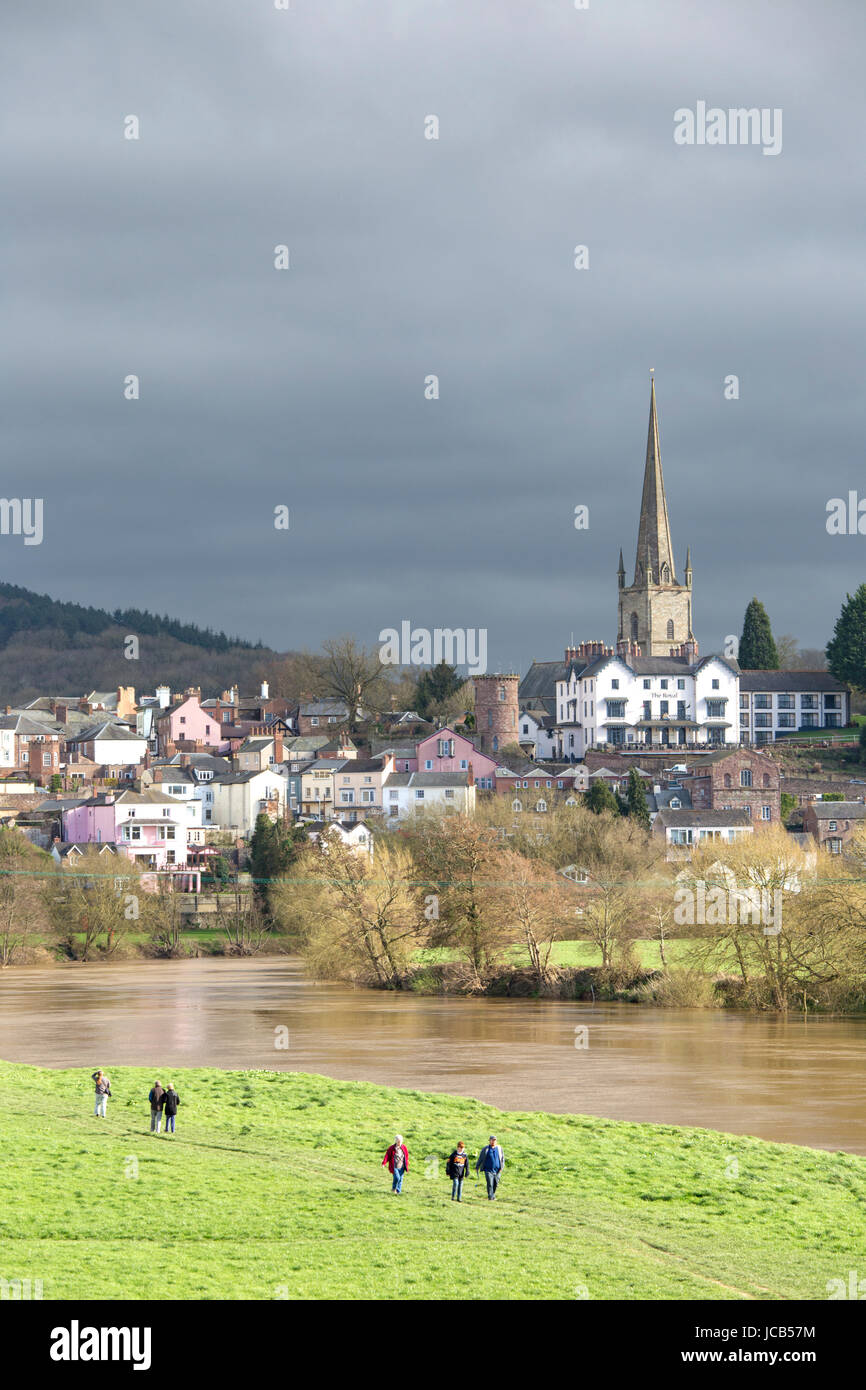 The riverside town of Ross on Wye on the River Wye, Herefordshire, England, UK Stock Photo