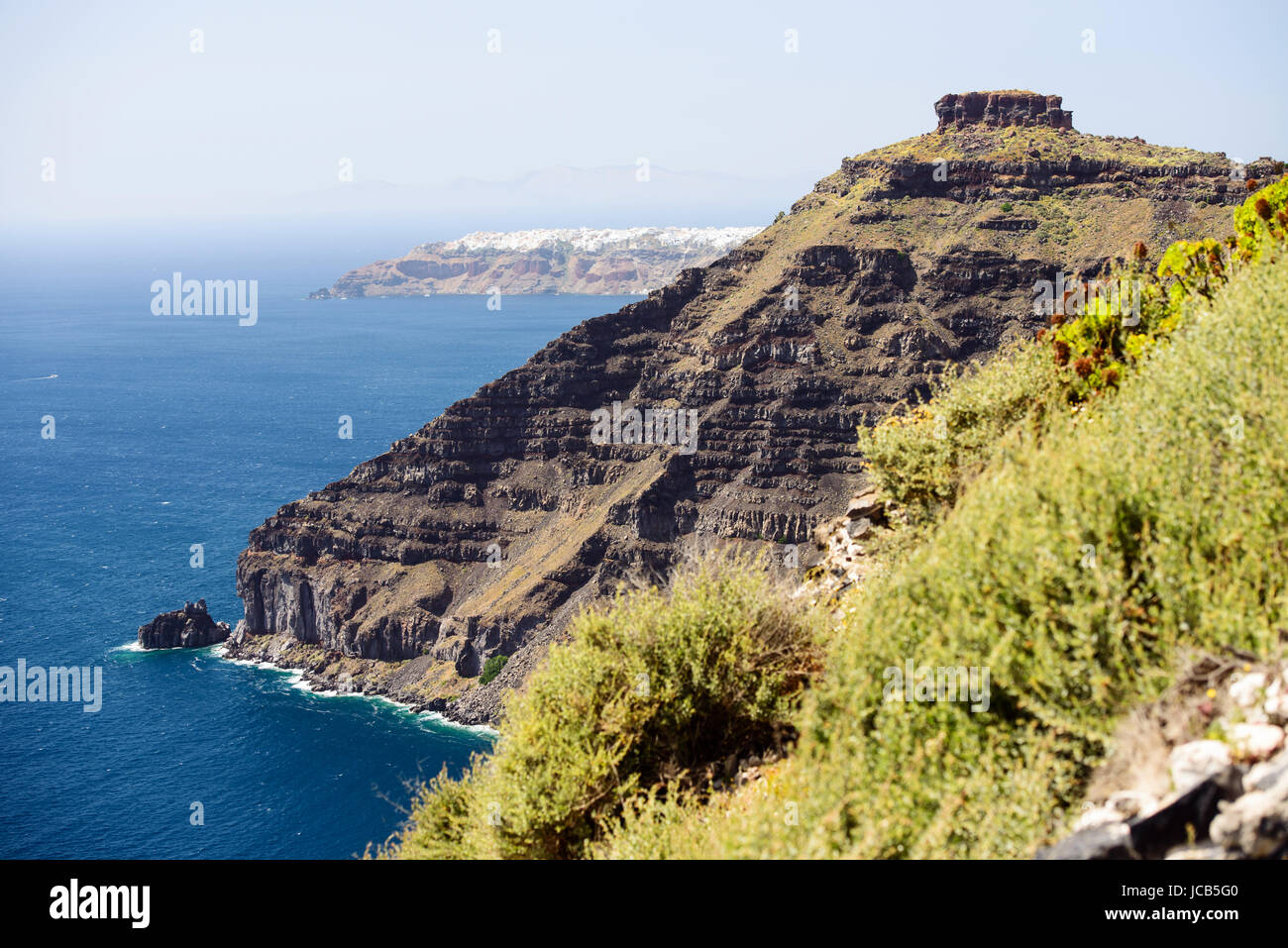 Santorini volcanic caldera aerial hi-res stock photography and images