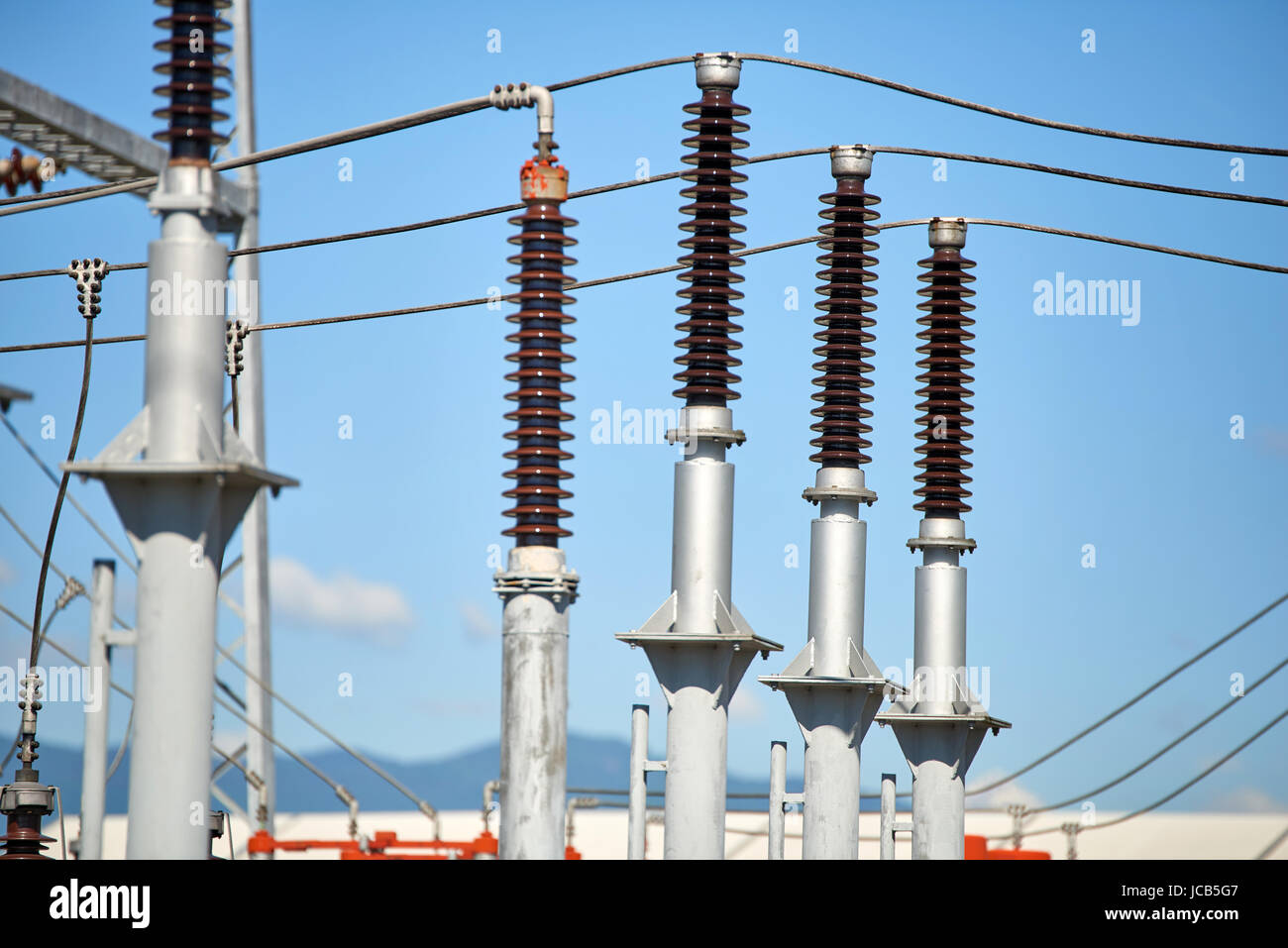 Electric power station Detail of High voltage power transformer in