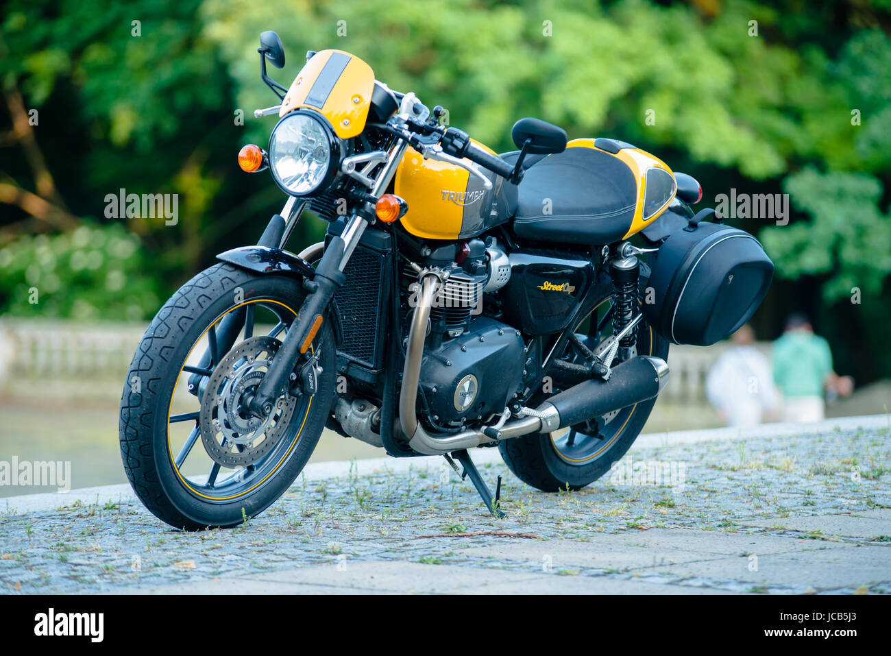 WARSAW POLAND, JUNE 12,2017: Triumph Street Cup, modern classic style  motorbike. Connection well-known engine with perfect gear box gives  fantastic im Stock Photo - Alamy