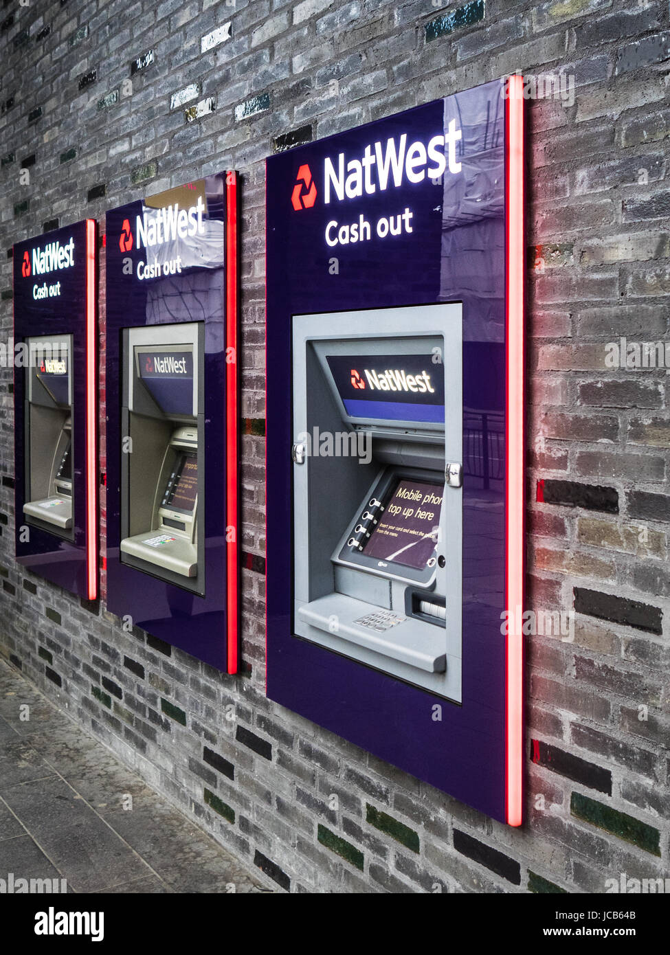 Natwest Cashpoint machines at a London branch Stock Photo