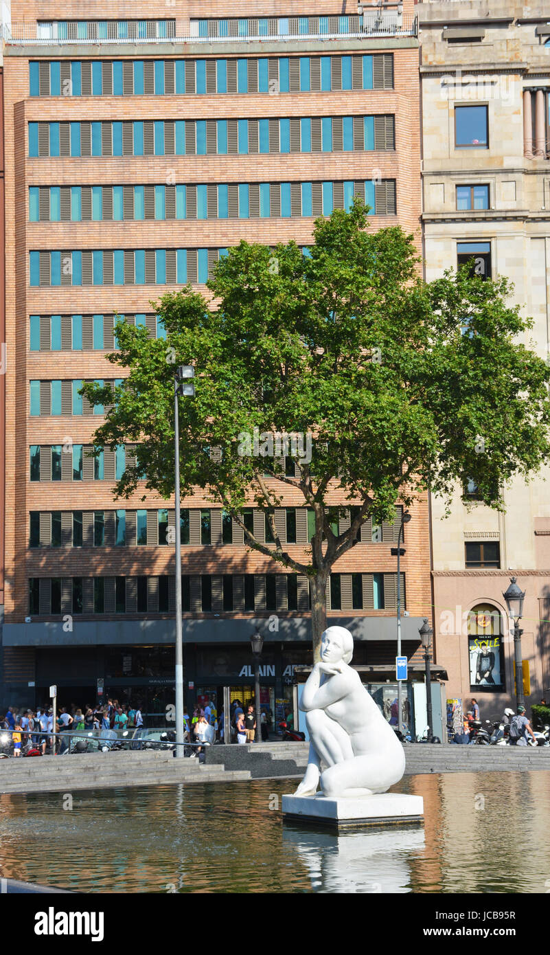statue, Plaça de Catalunya, Catalunya square, Barcelona, Spain Stock Photo