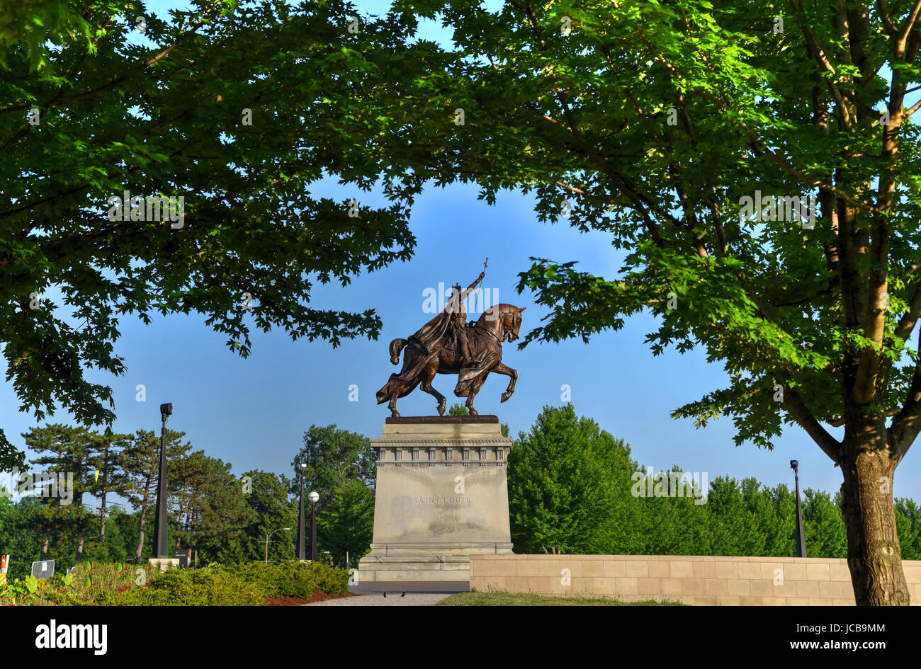Apotheosis of St. Louis statue of King Louis IX of France, namesake of St. Louis, Missouri in Forest Park, St. Louis, Missouri. Stock Photo