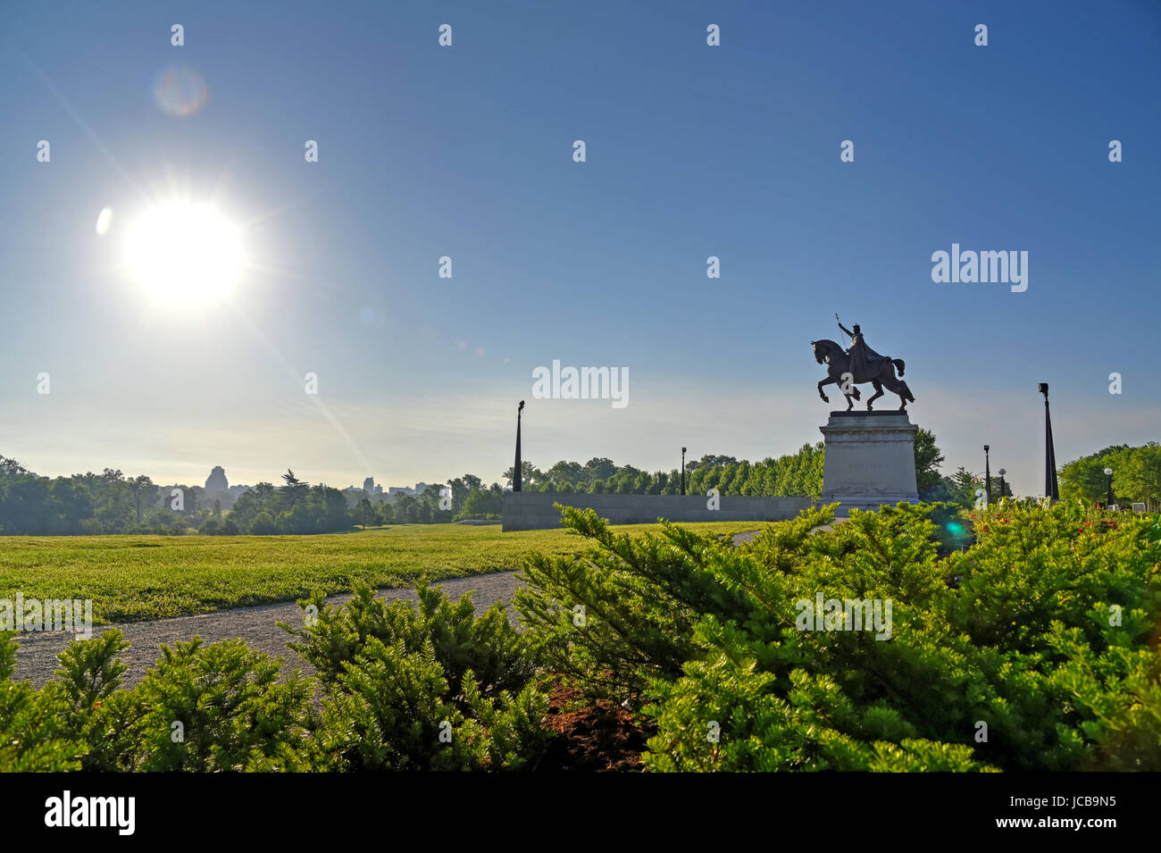 Apotheosis of St. Louis statue of King Louis IX of France, namesake of St. Louis, Missouri in Forest Park, St. Louis, Missouri. Stock Photo