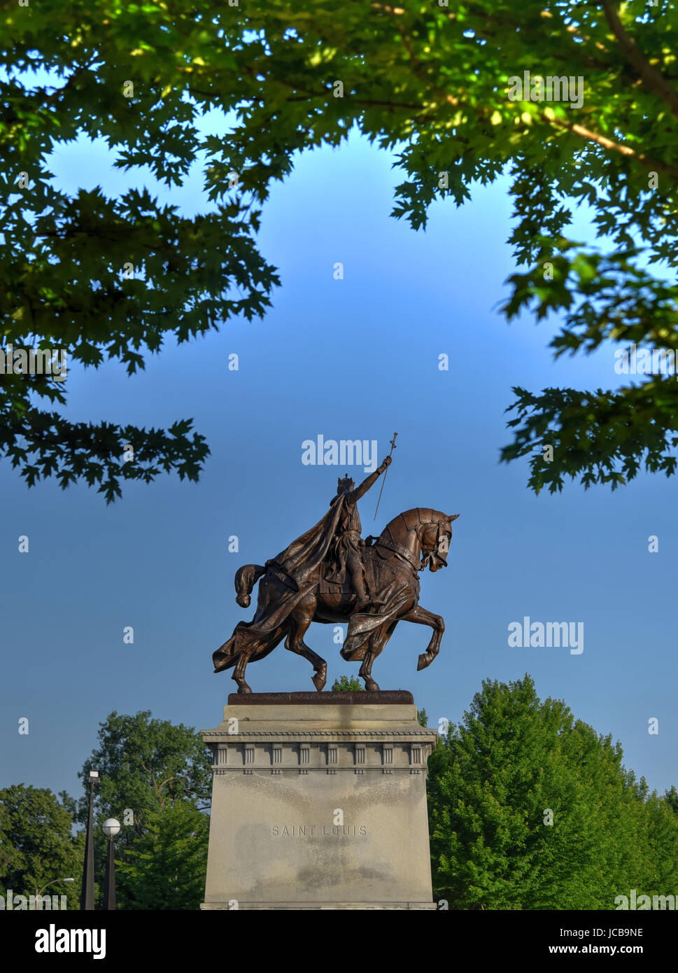 Apotheosis of St. Louis statue of King Louis IX of France, namesake of St. Louis, Missouri in Forest Park, St. Louis, Missouri. Stock Photo