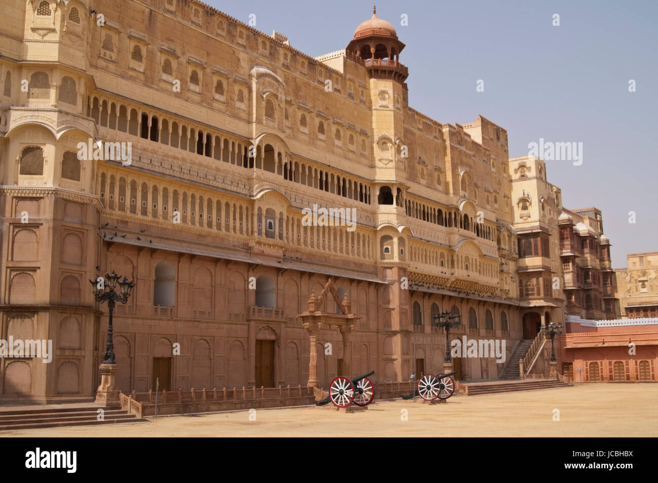 Imposing palace of the Maharajah of Bikaner inside Junagarh Fort, Bikaner, Rajasthan, India. Stock Photo