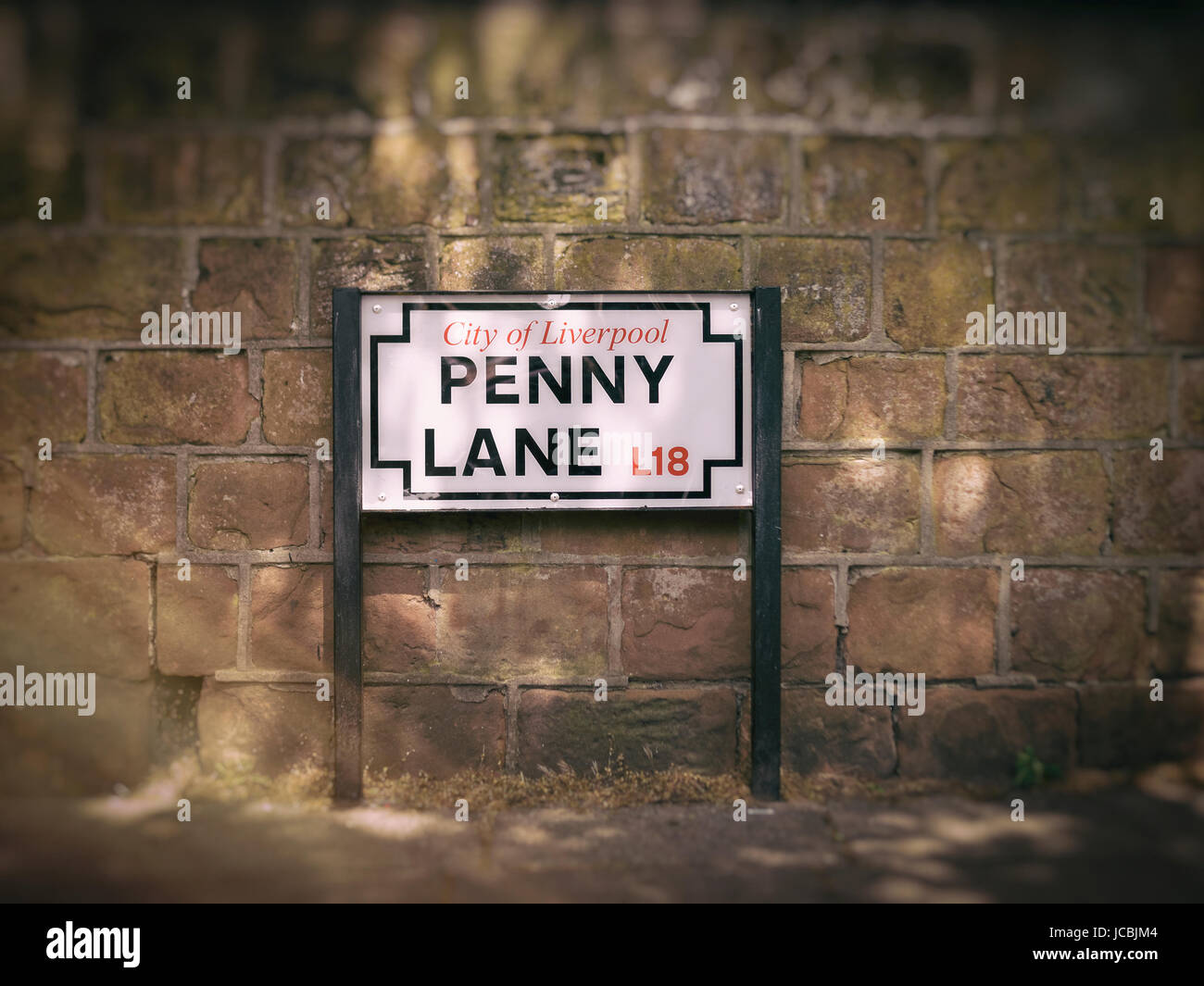 Penny Lane Street Sign, made famous in a song by The Beatles. Stock Photo