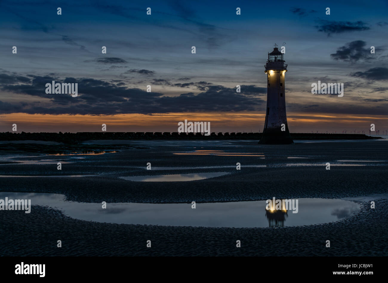 New Brighton lighthouse Merseyside at sunset Stock Photo