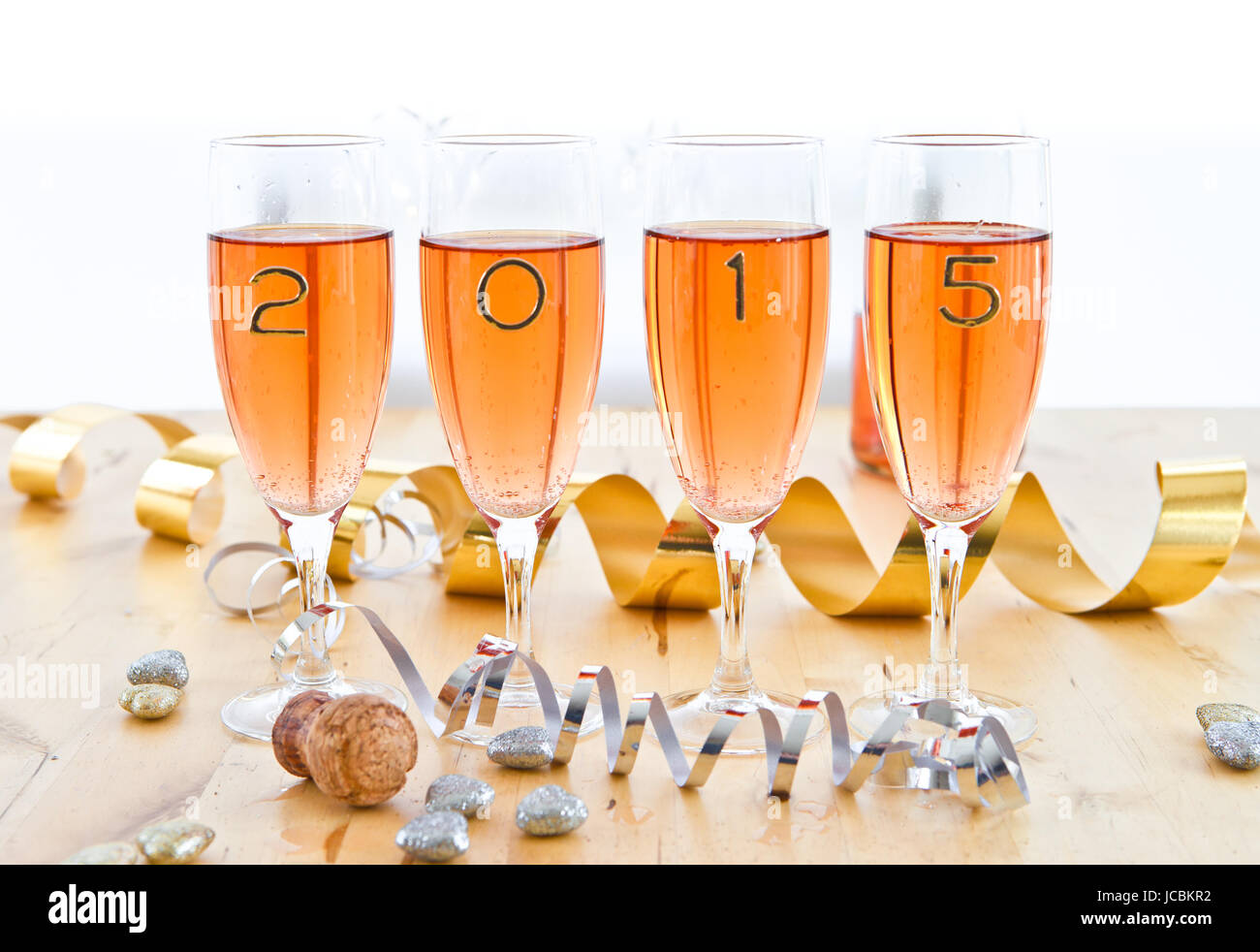 Champagner in Glaesern zum Jahreswechsel 2015 Stock Photo