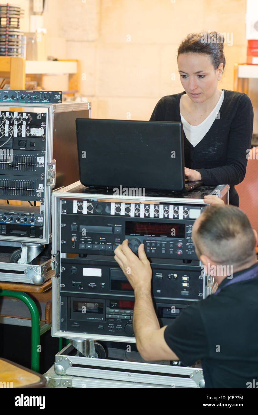 setting the audio amplifier Stock Photo Alamy