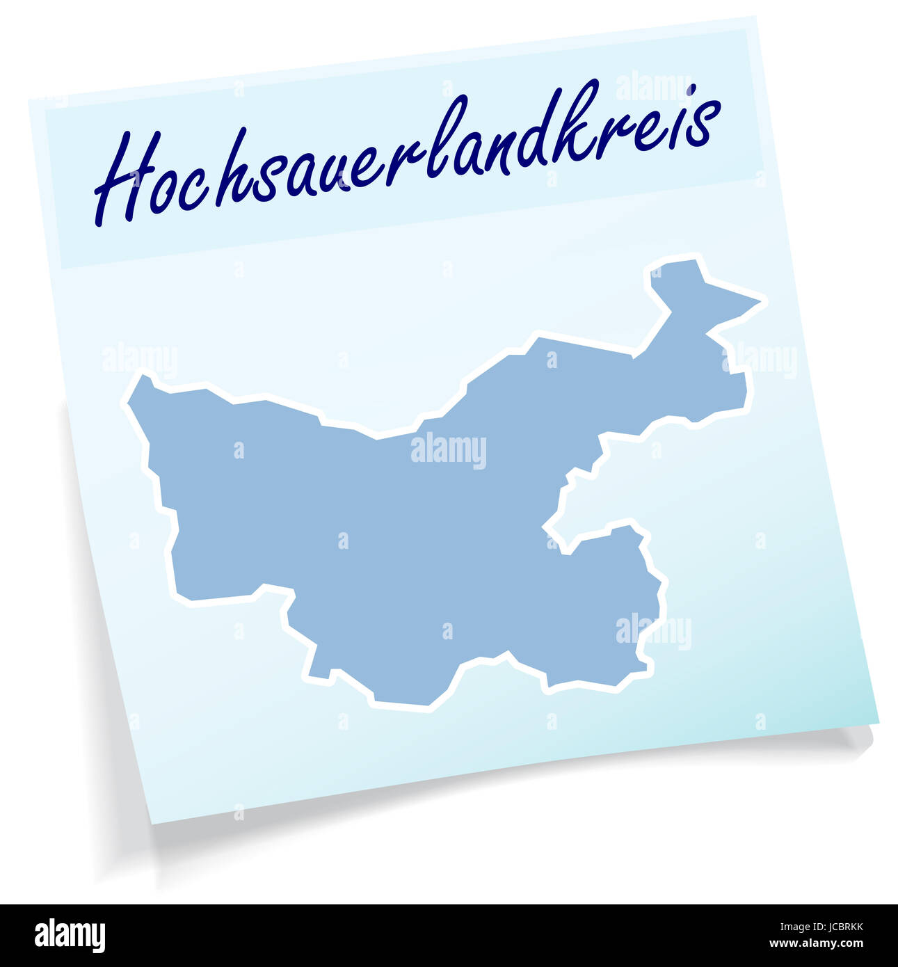 Hochsauerlandkreis als Notizzettel in Blau Stock Photo