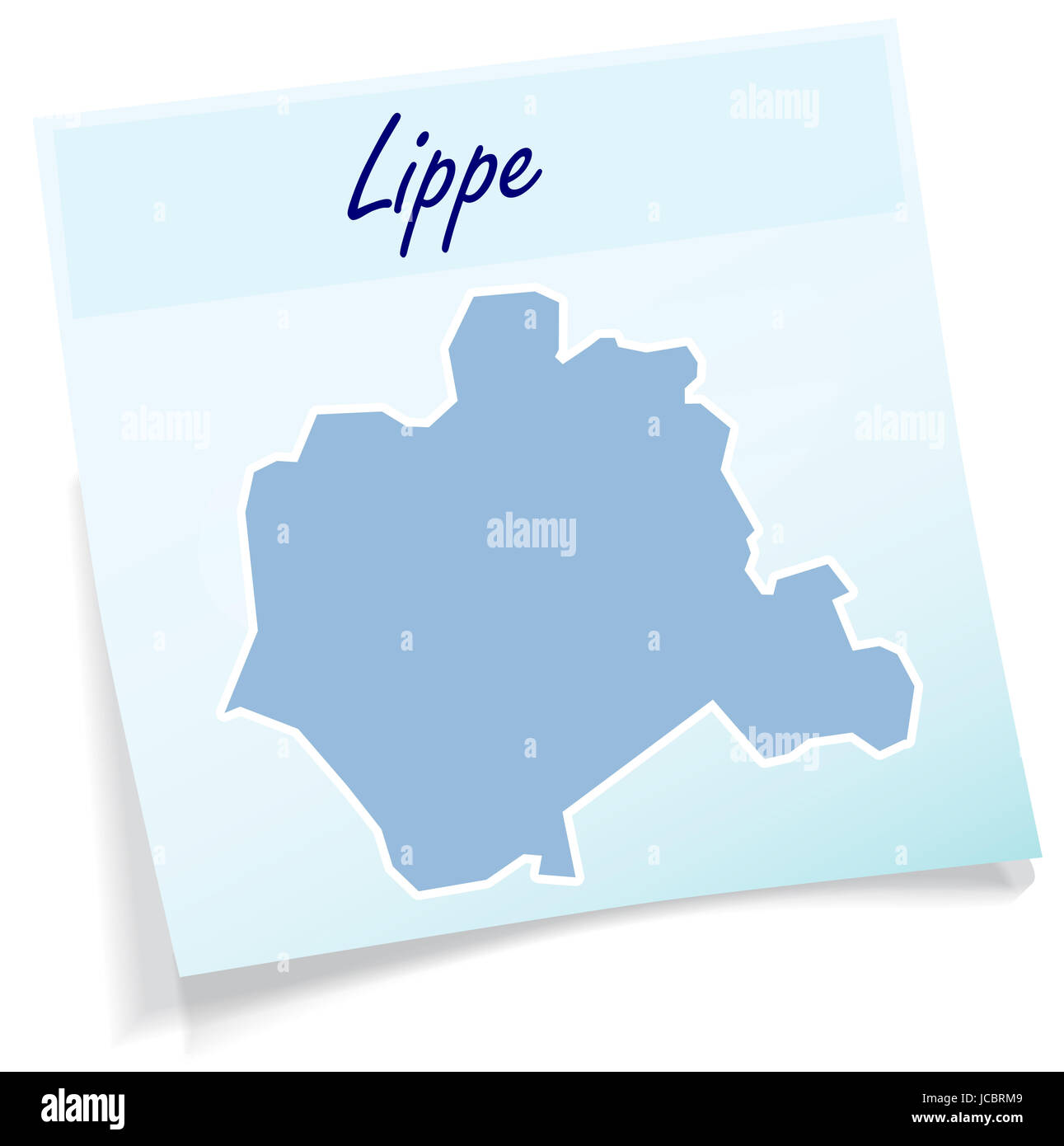 Lippe als Notizzettel in Blau Stock Photo