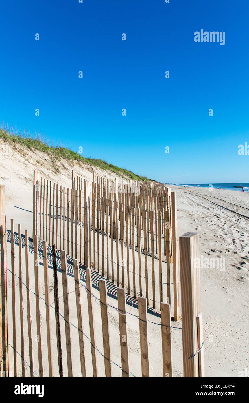 Dunes, stairs and erosion fences at Outer Banks North Carolina Stock