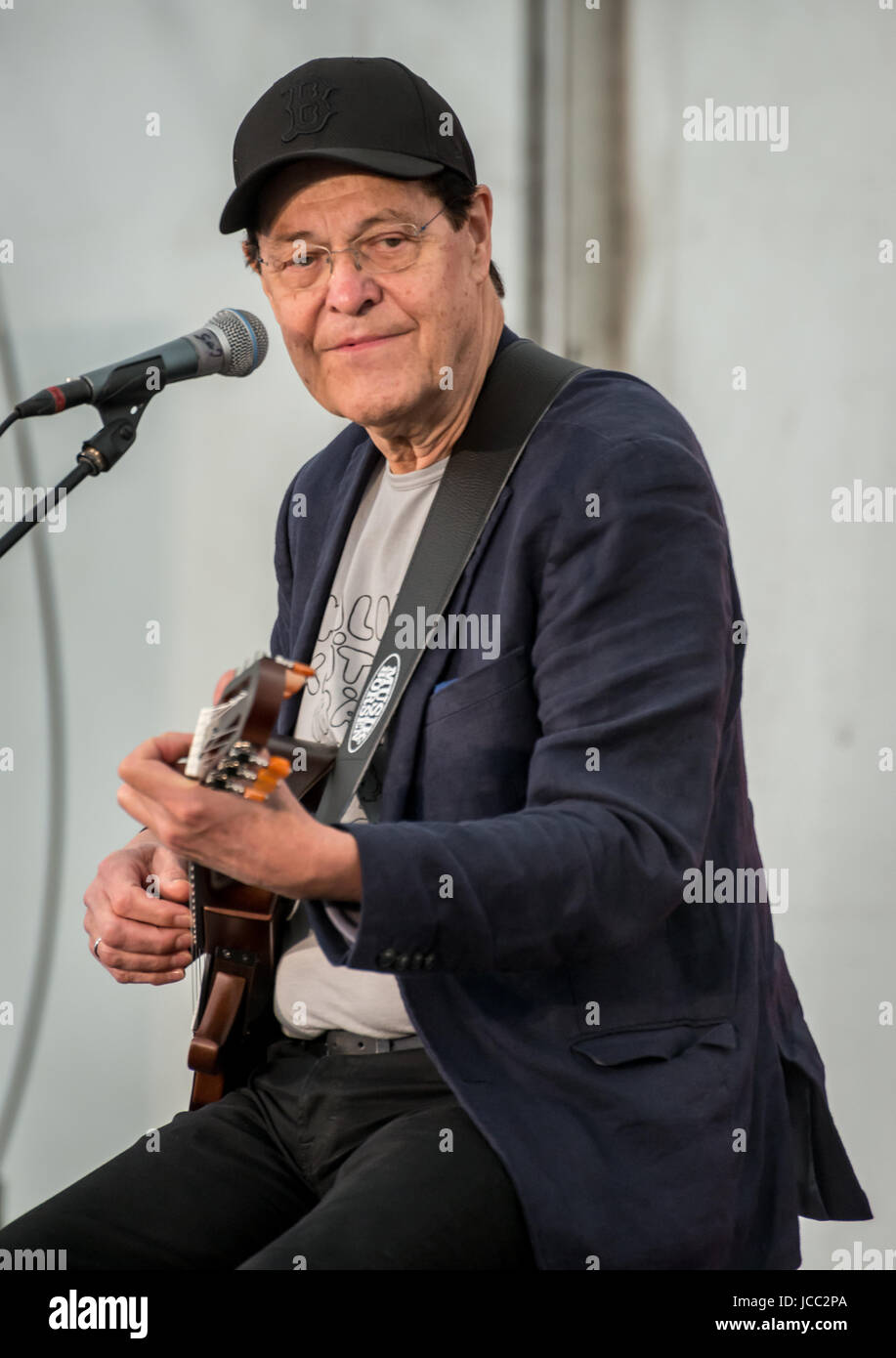 Sweden. 13th June, 2017. Famous Swedish guitarist Georg "Jojje" Wadenius during a concert in Folkets Park (The People's Park) for children. Credit: Tommy Lindholm/Pacific Press/Alamy Live News Stock Photo