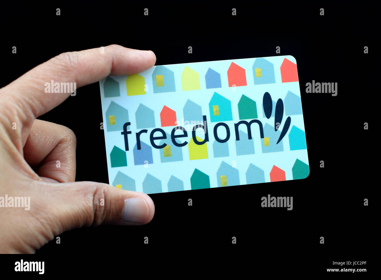 Freedom Furniture Gift Card isolated against white background Stock Photo