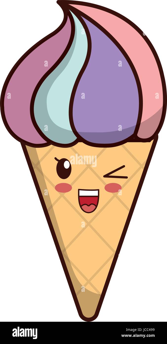 Kawaii Ice Cream Icon Stock Vector Art Illustration
