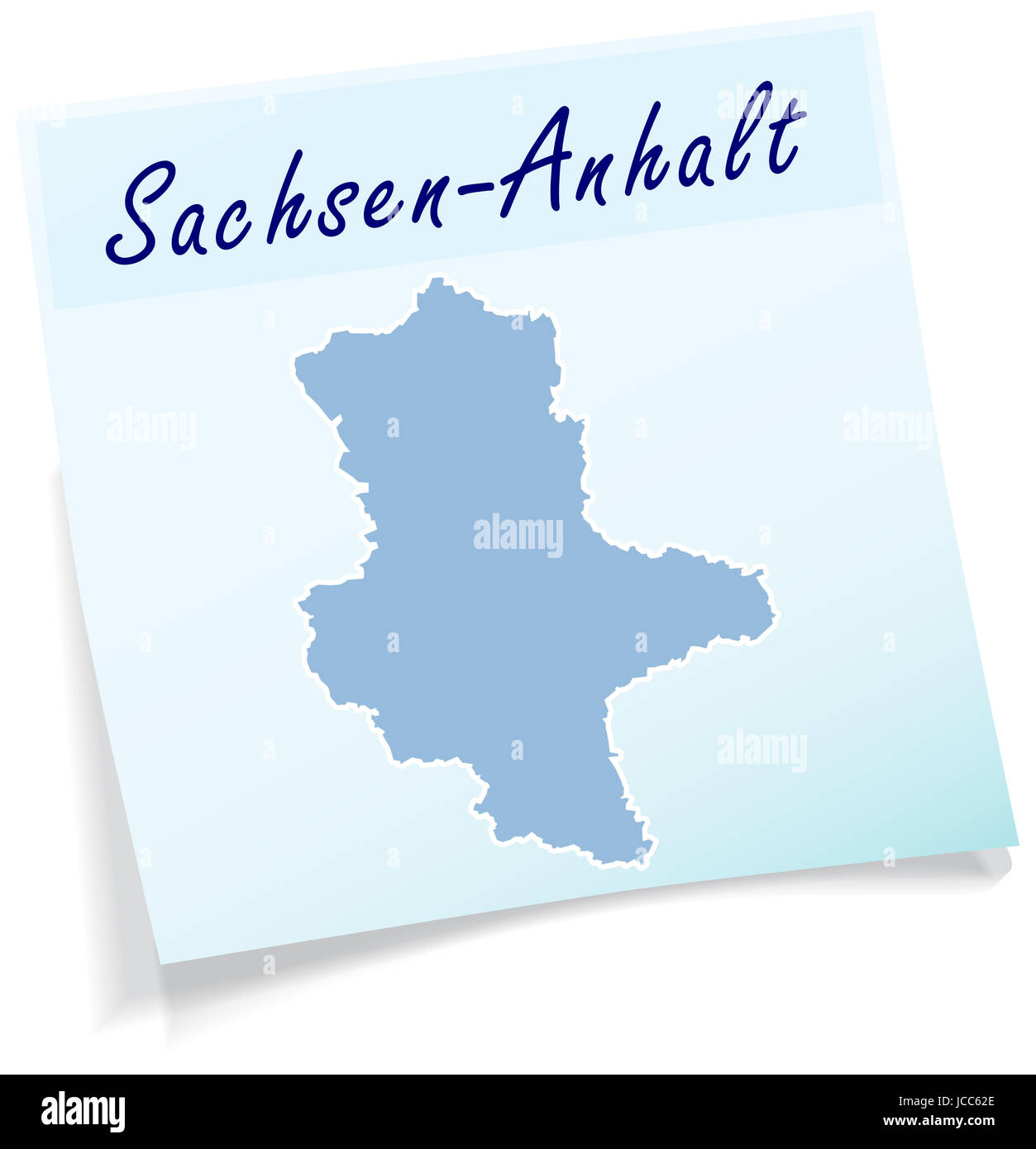 Sachsen-Anhalt als Notizzettel in Blau Stock Photo