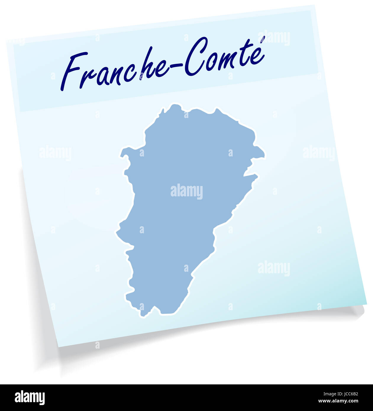 Franche-Comte als Notizzettel in Blau Stock Photo