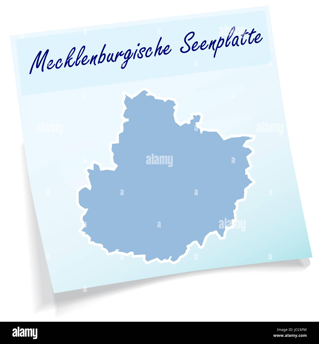 Mecklenburgische-Seenplatte als Notizzettel in Blau Stock Photo