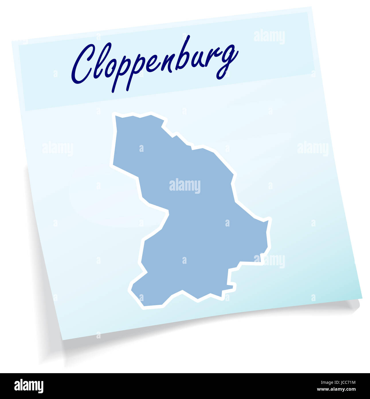 Cloppenburg als Notizzettel in Blau Stock Photo