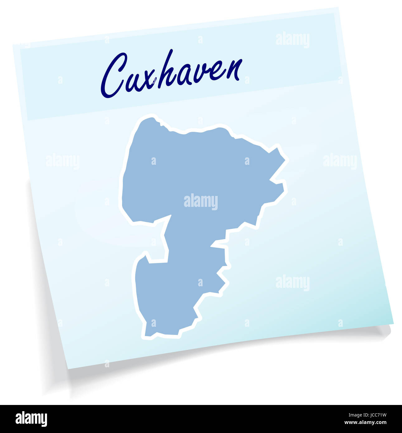Cuxhaven als Notizzettel in Blau Stock Photo