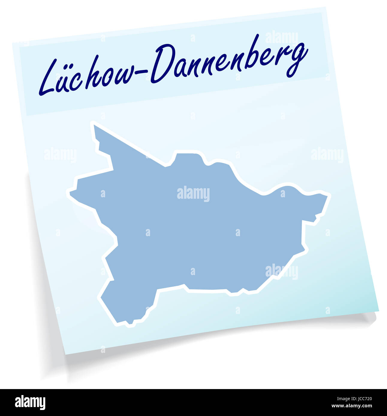 Luechow-Dannenberg als Notizzettel in Blau Stock Photo