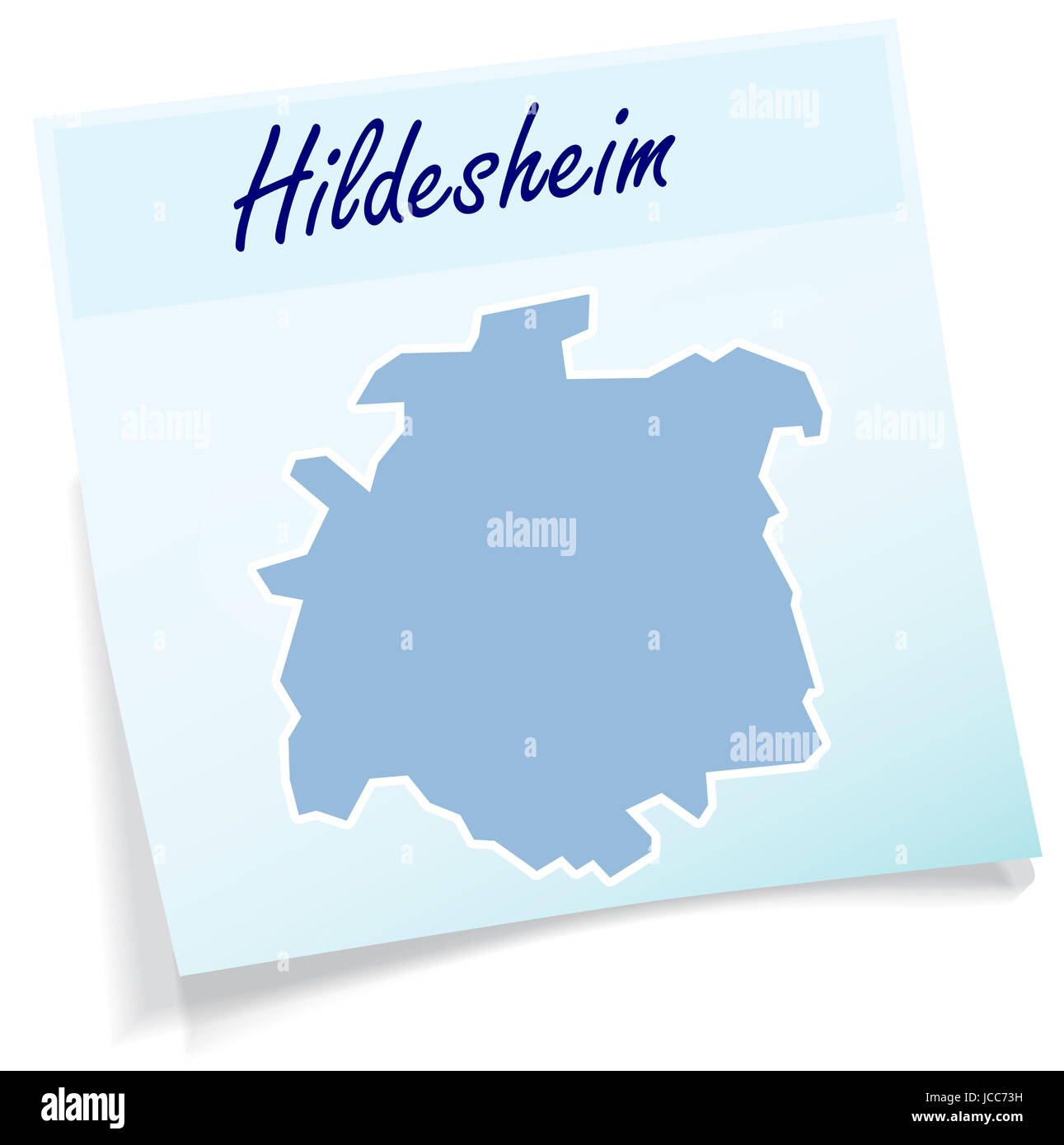 Hildesheim als Notizzettel in Blau Stock Photo