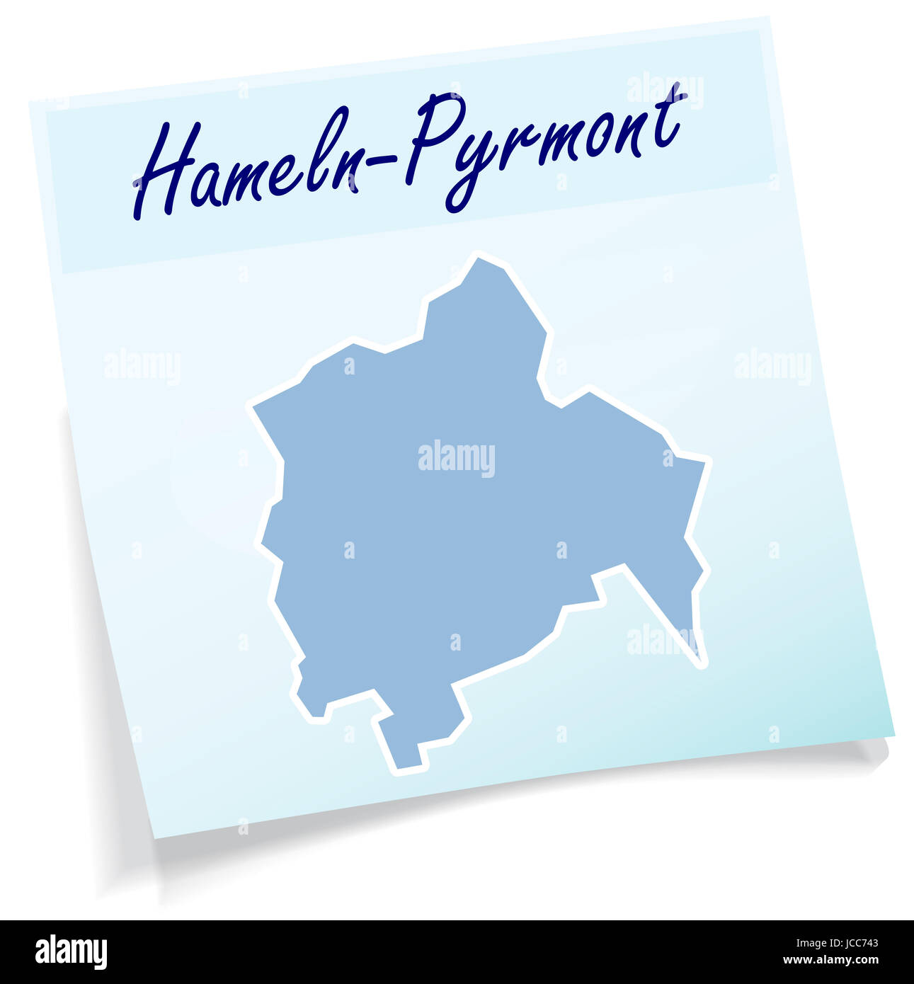 Hameln-Pyrmont als Notizzettel in Blau Stock Photo