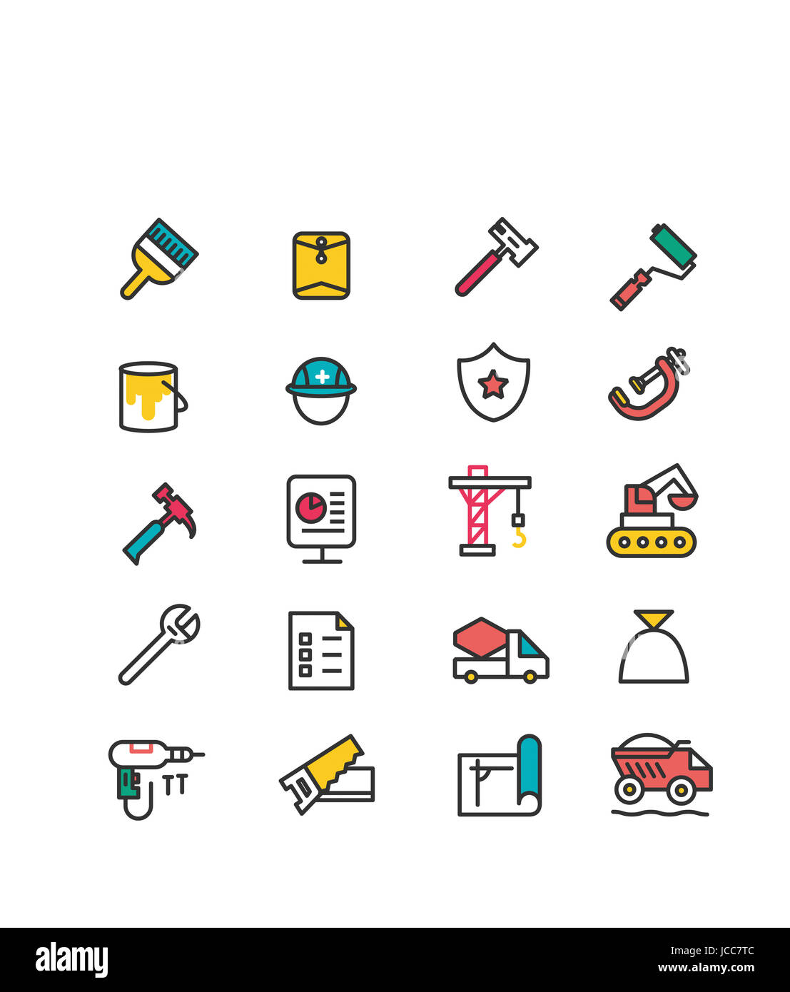Set of various icons related to construction Stock Photo - Alamy