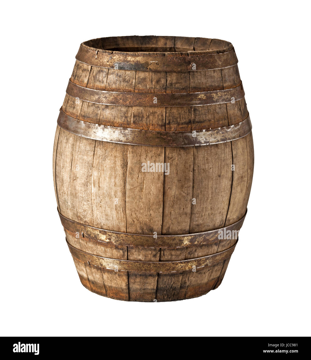 image of classic wood barrel on white background Stock Photo