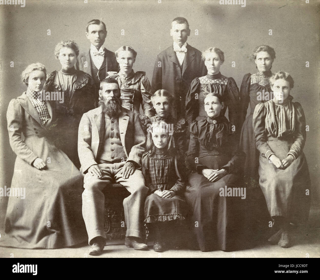 Antique c1895 photograph, family group. Location is Mankato, Minnesota. SOURCE: ORIGINAL PHOTOGRAPH. Stock Photo