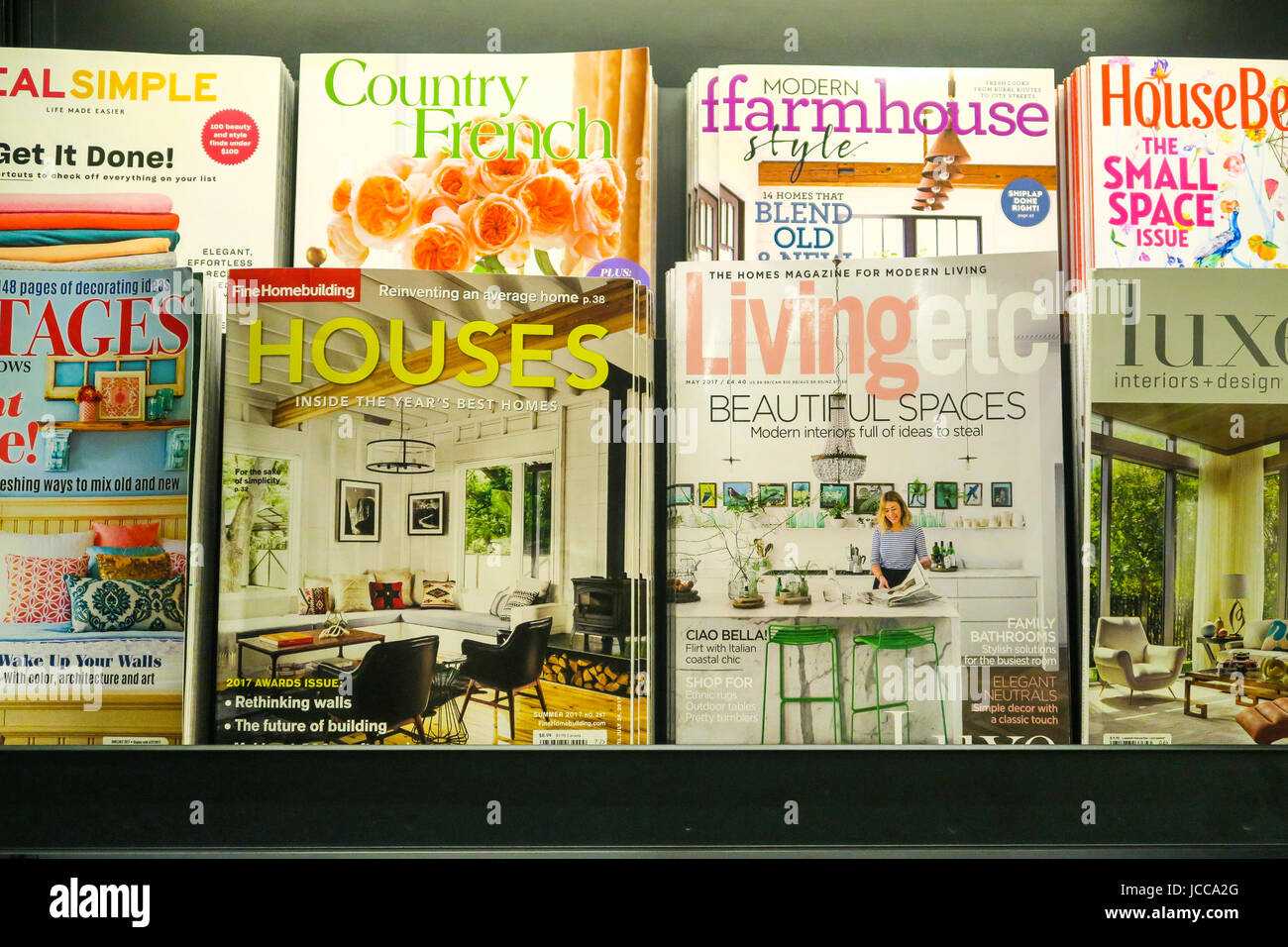 Magazine Rack at AmazonBooks in Time Warner Center, Columbus Circle, NYC, USA Stock Photo