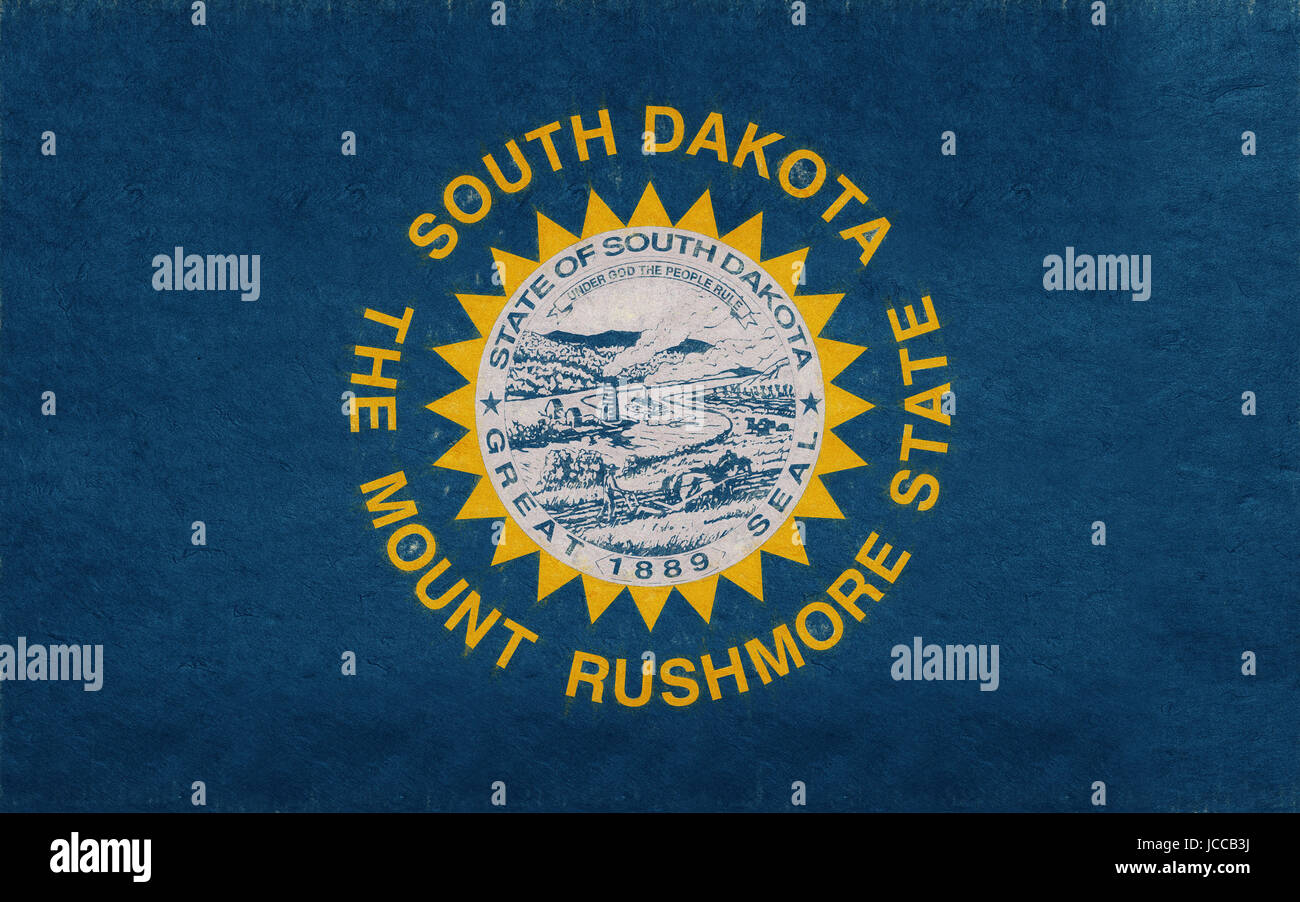 Illustration of the flag of South Dakota state in America with a grunge look. Stock Photo