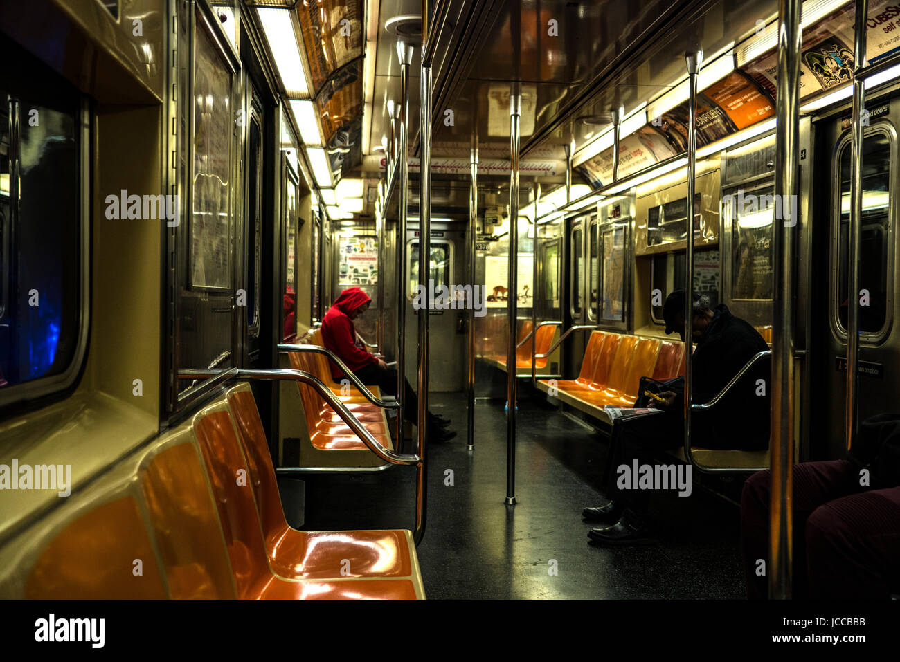Interior picture of New York Subway car Stock Photo