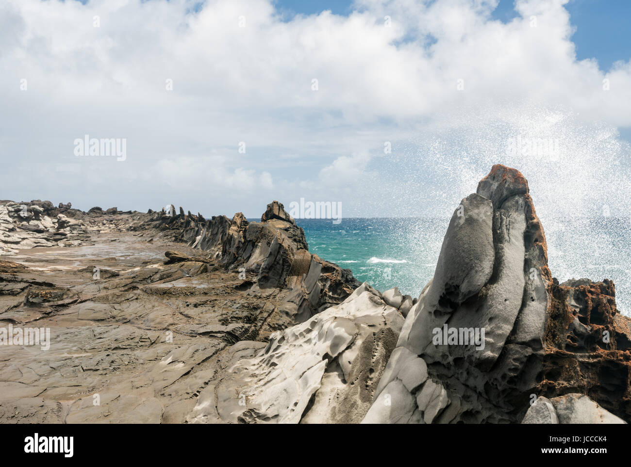 View of the Dragon's Teeth at Makaluapuna Point in Maui Hawaii Stock Photo