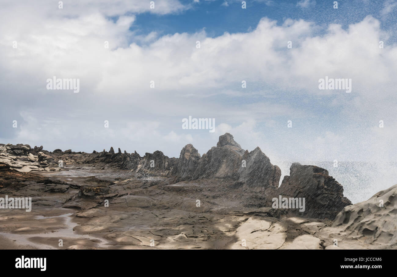 View of the Dragon's Teeth at Makaluapuna Point in Maui Hawaii Stock Photo