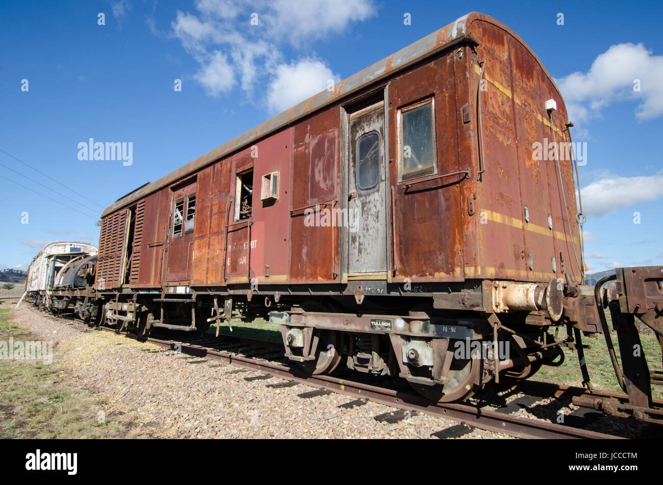 Old Railway Rolling Stock Carriage on a Siding. Stock Photo