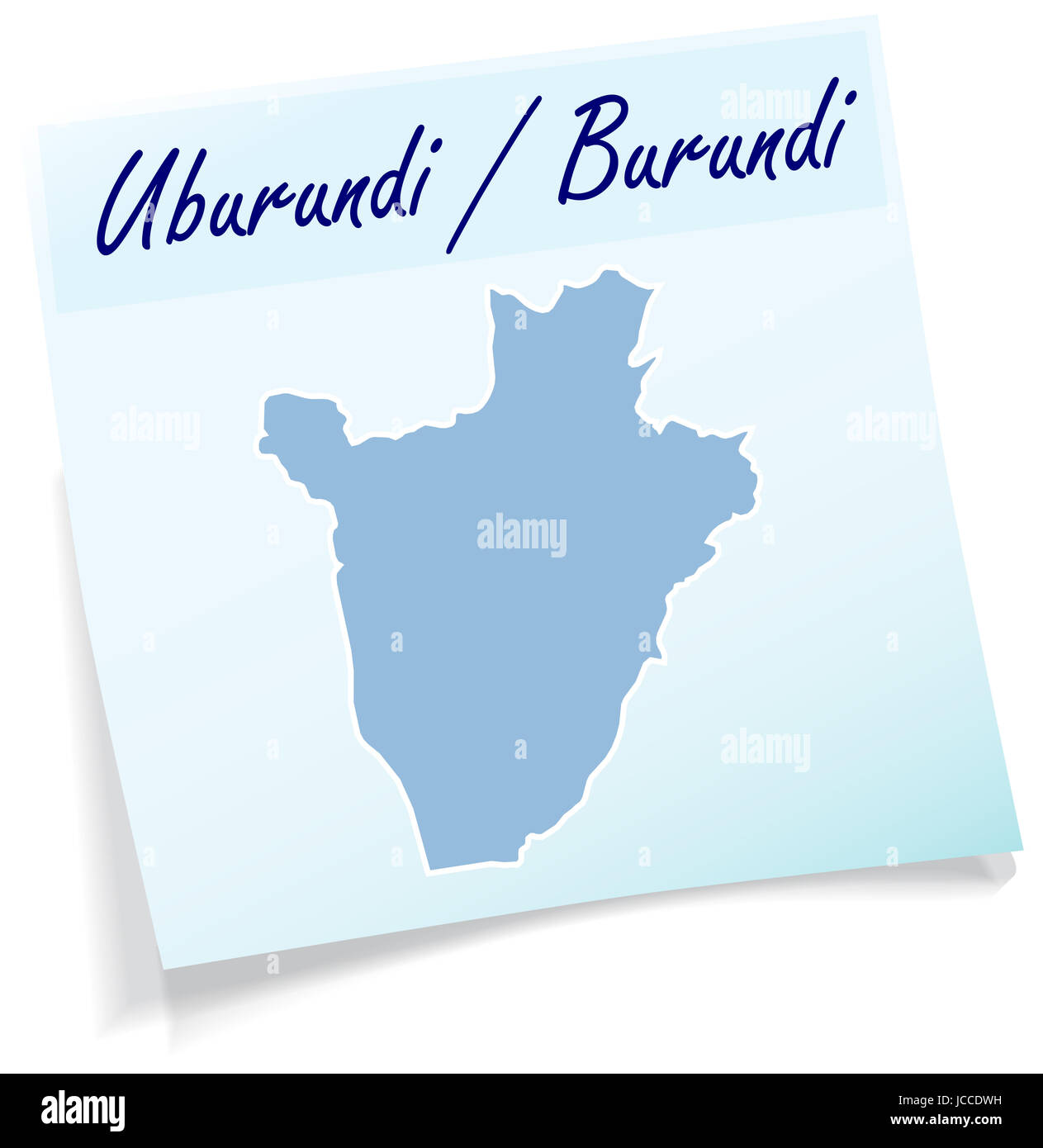 Burundi als Notizzettel in Blau Stock Photo