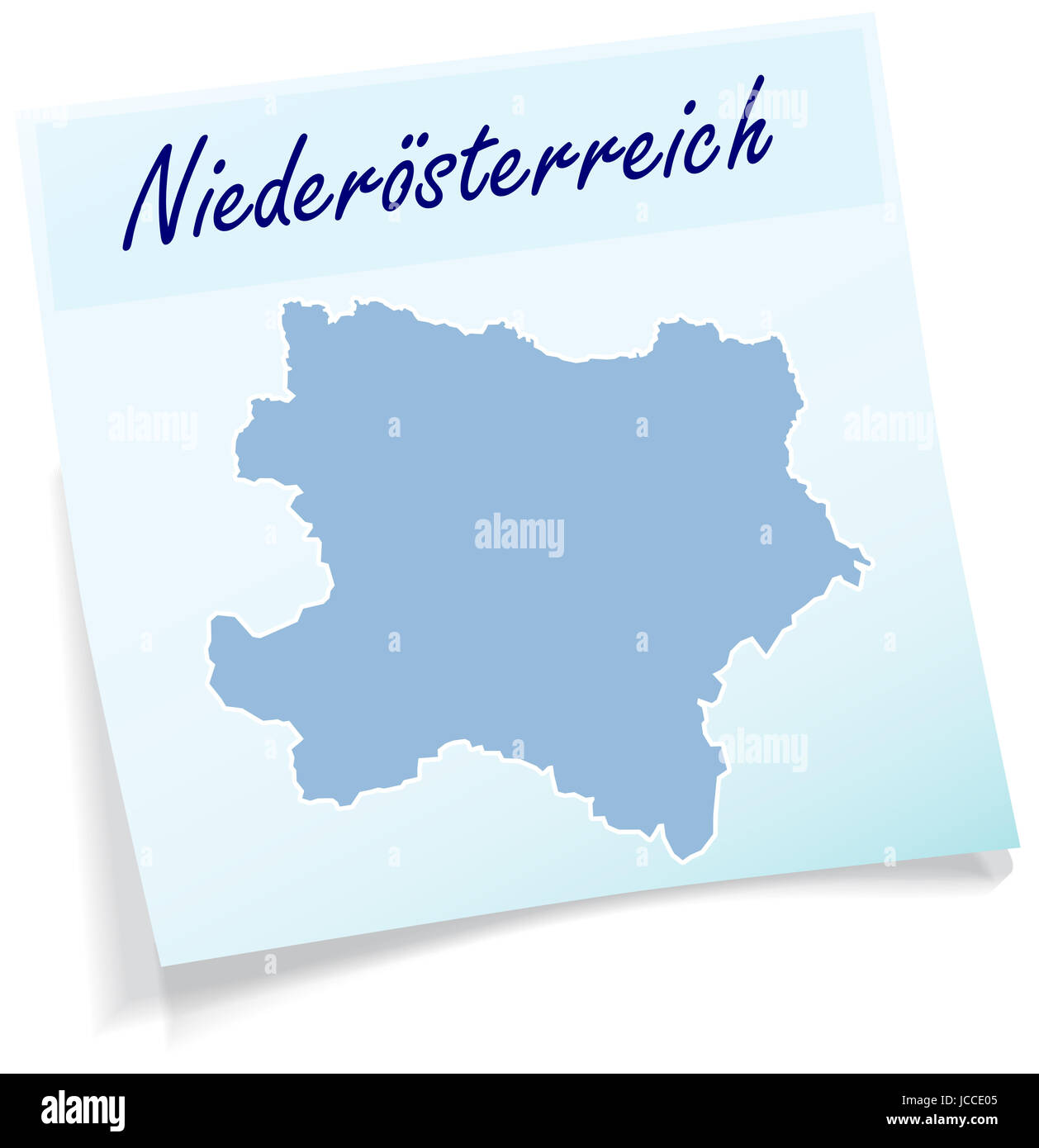 Niederoesterreich als Notizzettel in Blau Stock Photo